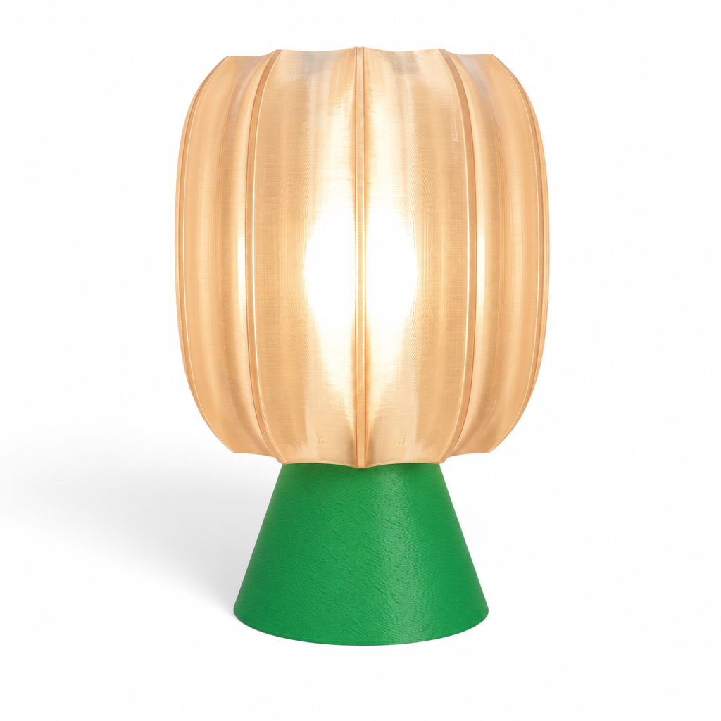 Paralex Mid Century Lamp - Green base, Stardust Champagne shade