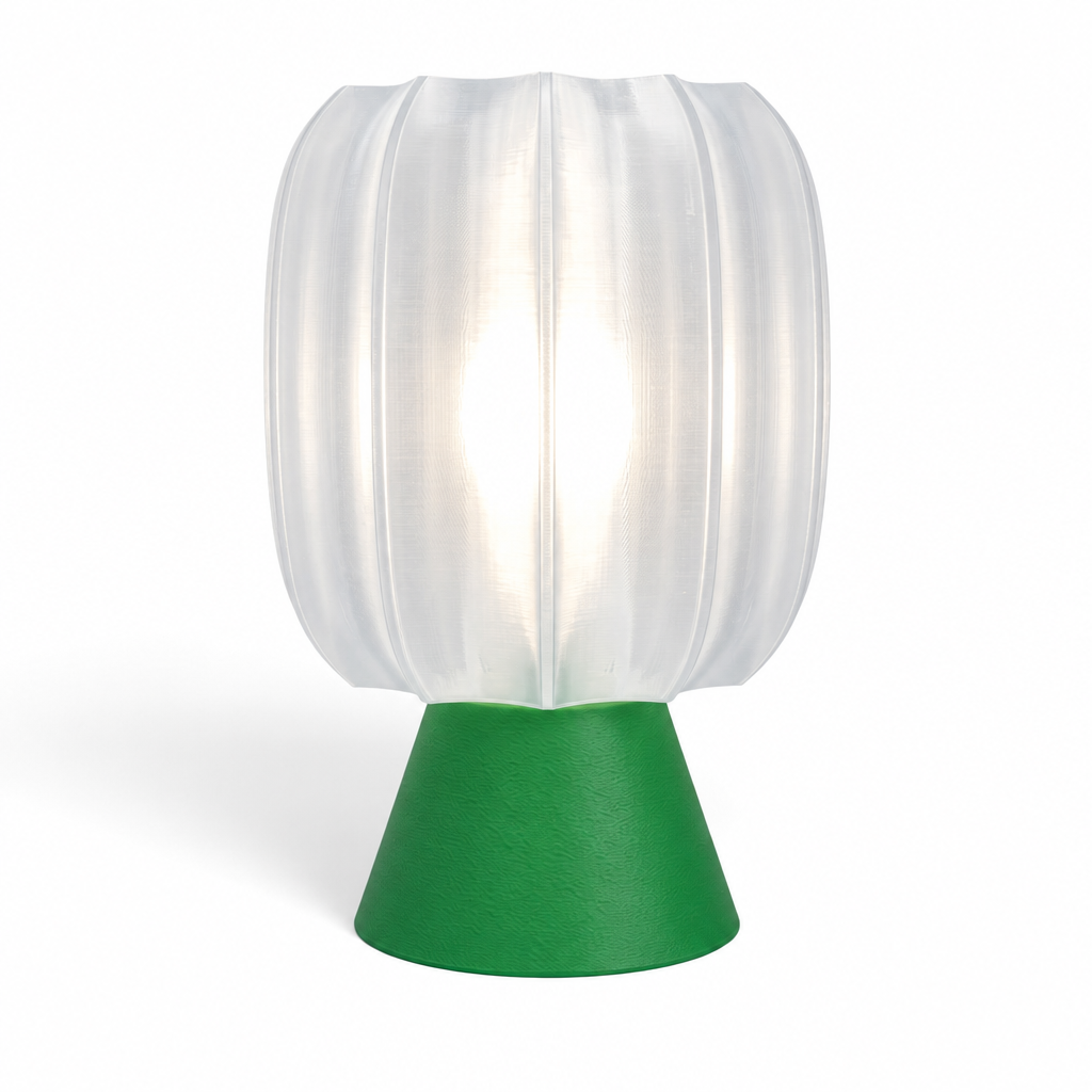 Paralex Mid Century Lamp - Green base, Lunar Clear Frost shade