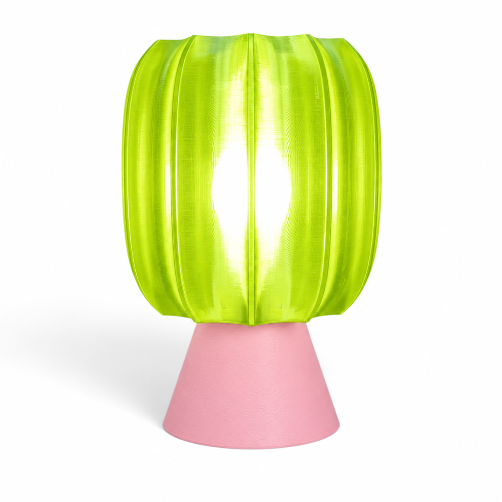 Paralex Mid Century Lamp - Pink base, Radioactive Lime shade