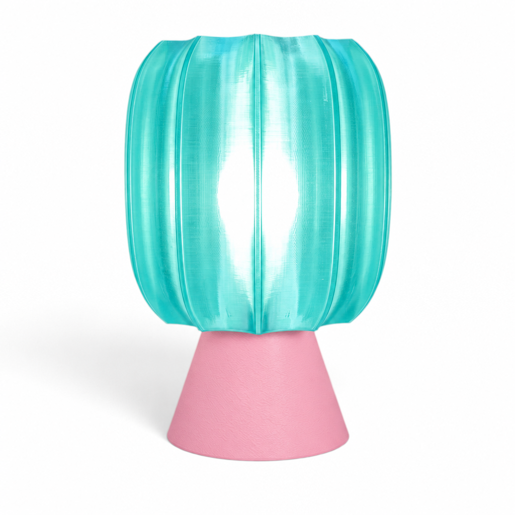 Paralex Mid Century Lamp - Pink base, Astro Aqua shade