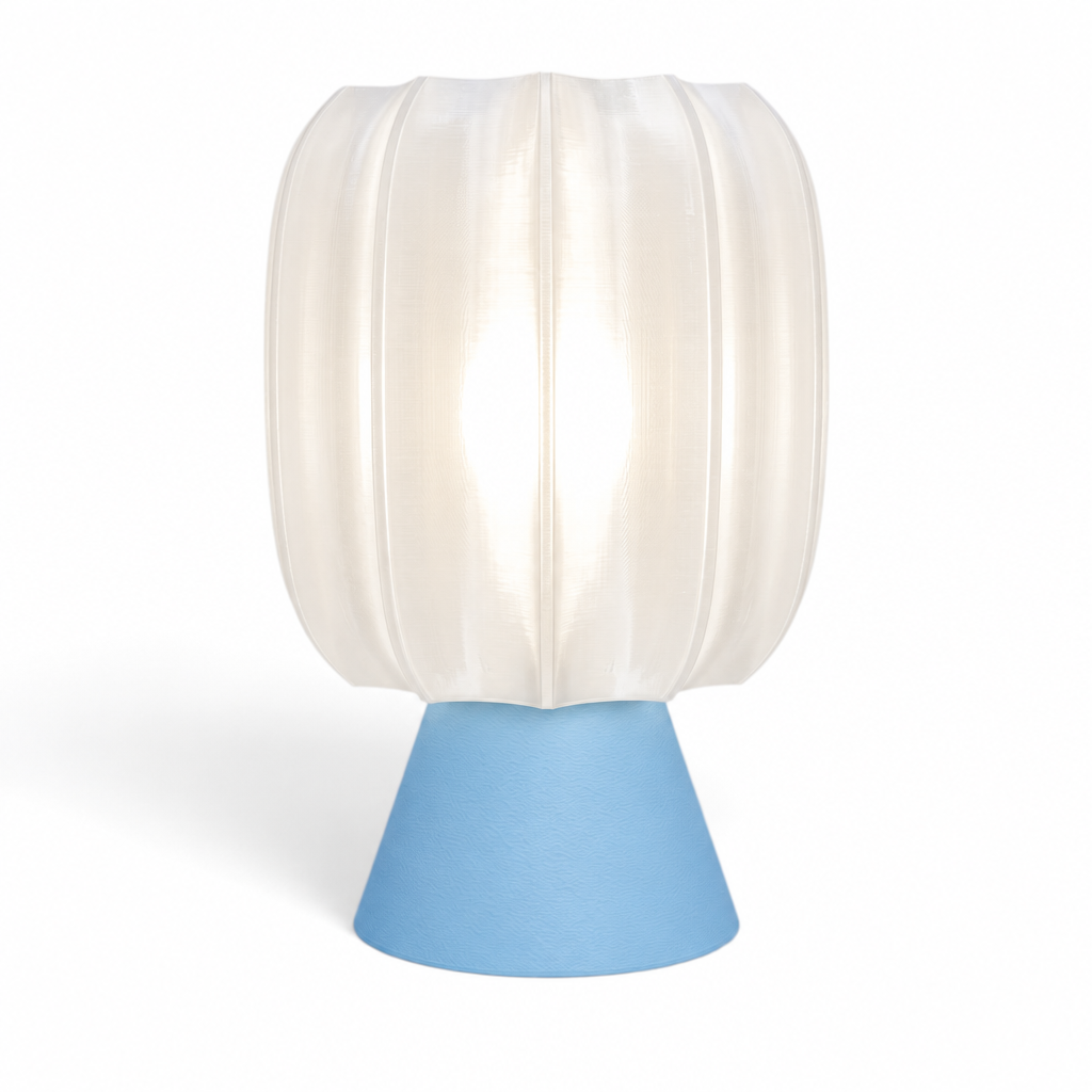 Paralex Mid Century Lamp - Light Blue base, White shade