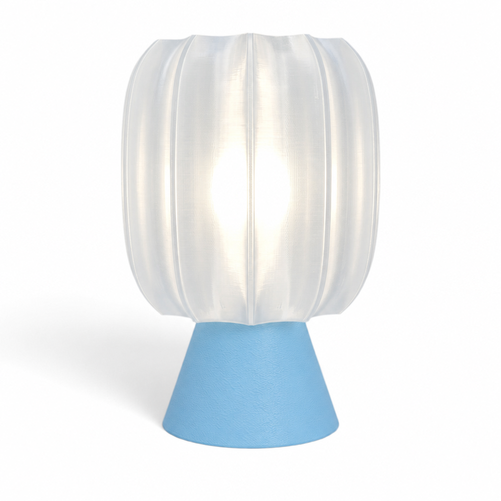 Paralex Mid Century Lamp - Light Blue base, Lunar Clear Frost shade