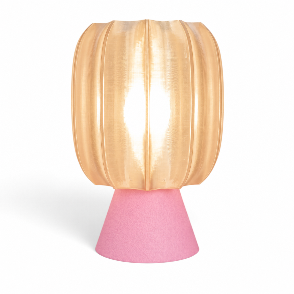 Paralex Mid Century Lamp - Pink base, Stardust Champagne shade