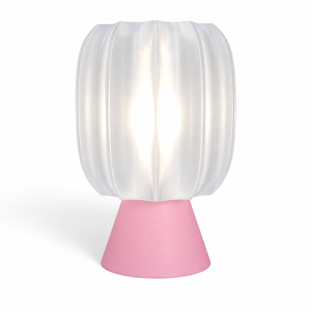 Paralex Mid Century Lamp - Pink base, Lunar Clear Frost shade