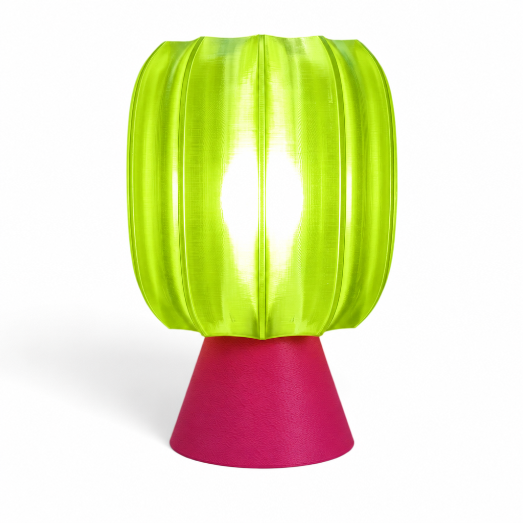 Paralex Mid Century Lamp - Magenta base, Radioactive Lime shade