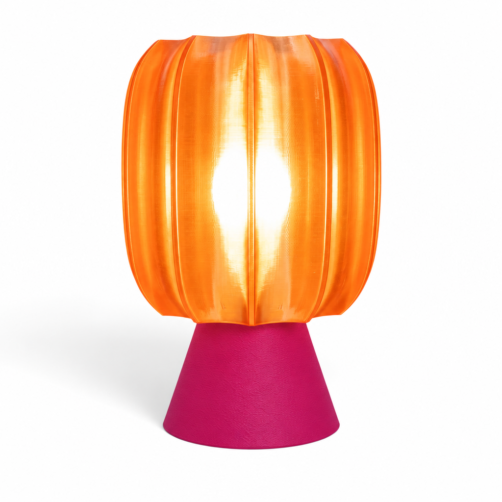Paralex Mid Century Lamp - Magenta base, Supernova Orange shade