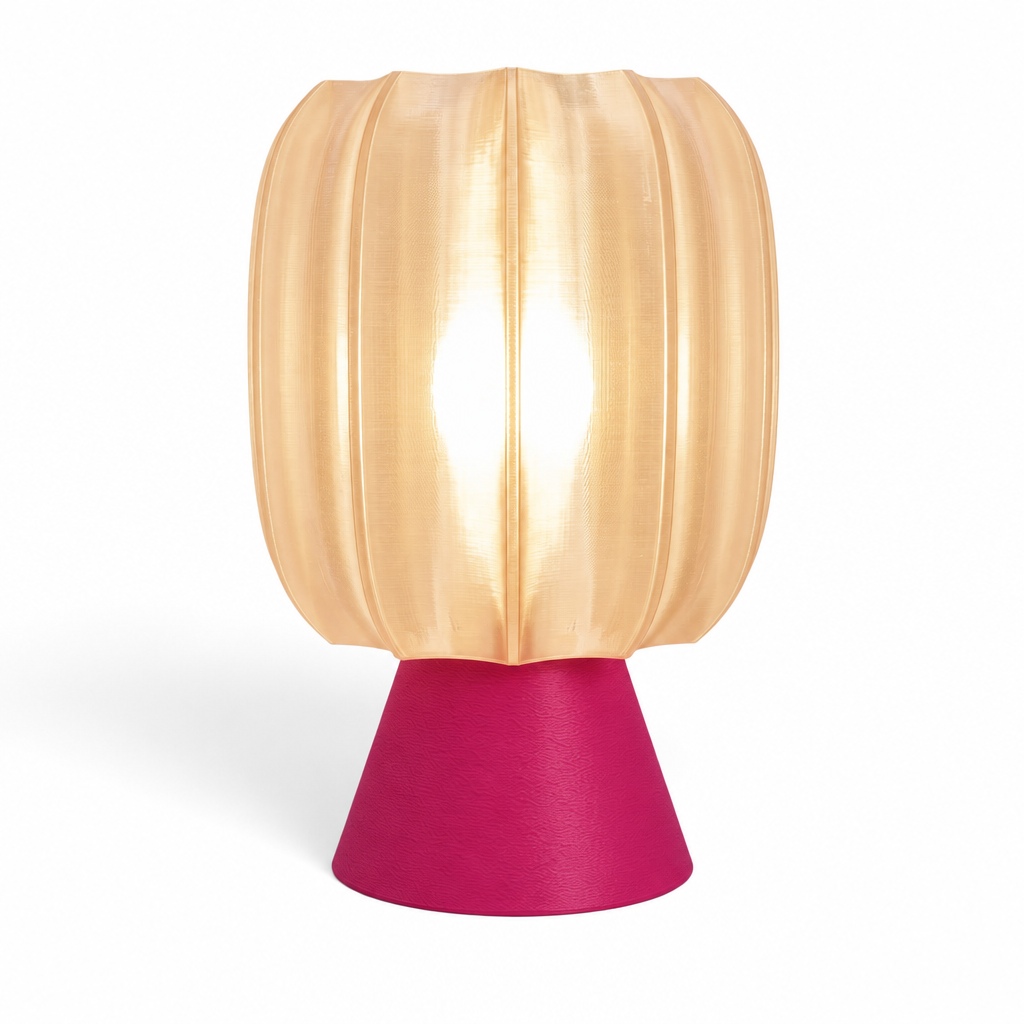 Paralex Mid Century Lamp - Magenta base, Stardust Champagne shade