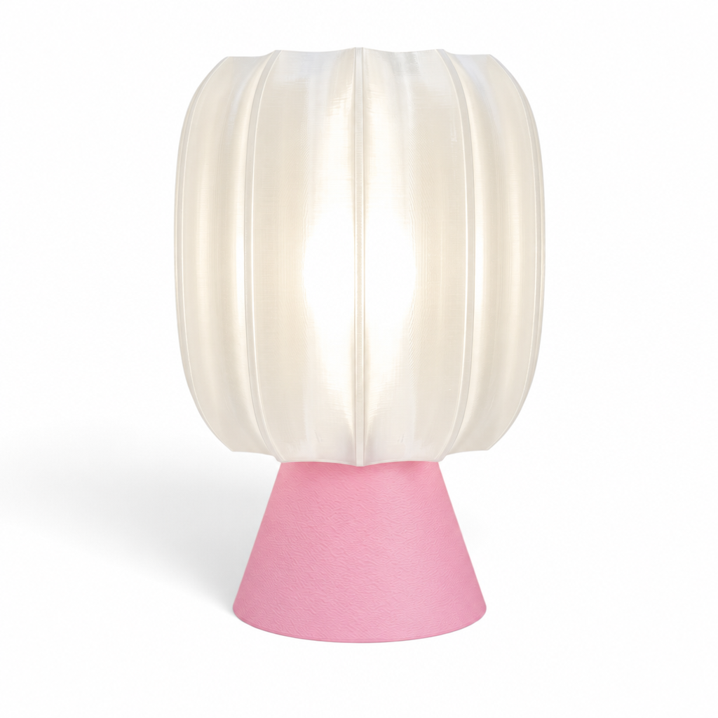 Paralex Mid Century Lamp - Pink base, White shade