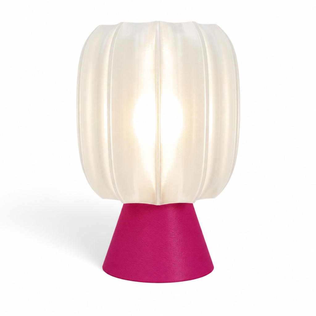 Paralex Mid Century Lamp - Magenta base, White shade