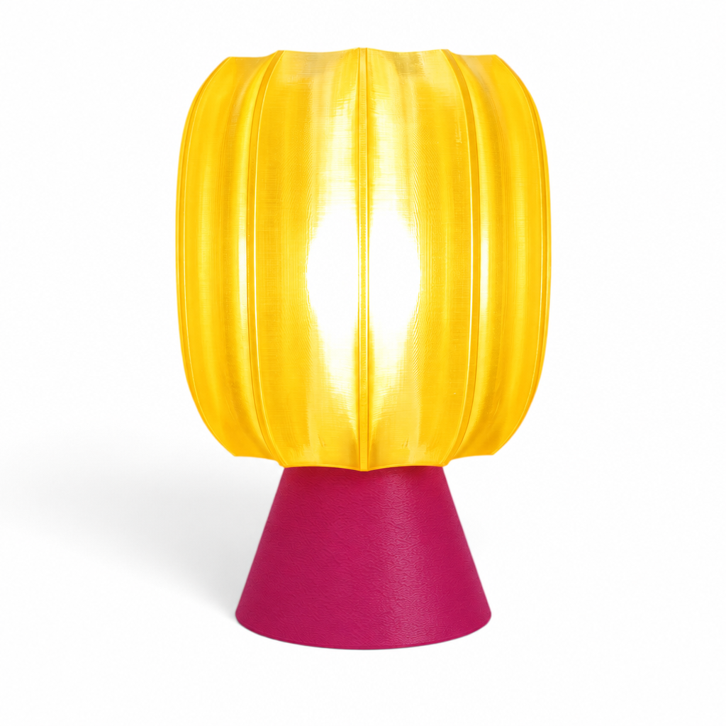 Paralex Mid Century Lamp - Magenta base, Solar Flare Yellow shade