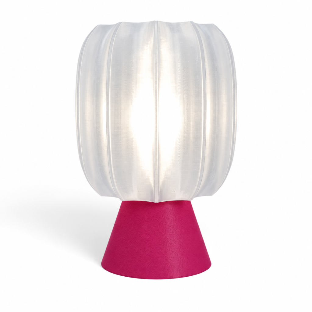 Paralex Mid Century Lamp - Magenta base, Lunar Clear Frost shade