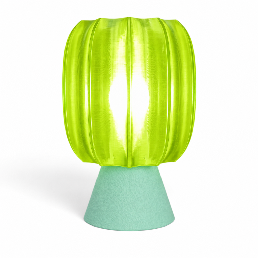 Paralex Mid Century Lamp - Mint base, Radioactive Lime shade
