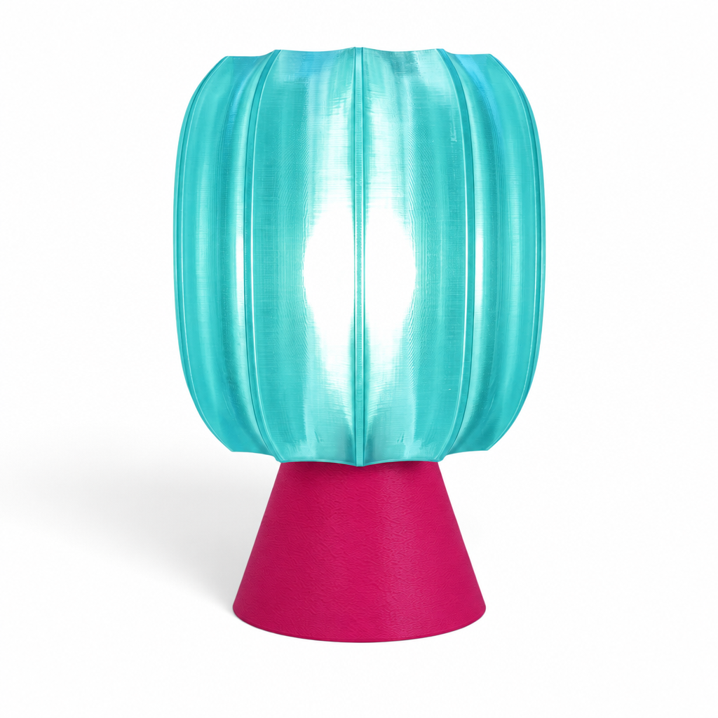 Paralex Mid Century Lamp - Magenta base, Astro Aqua shade