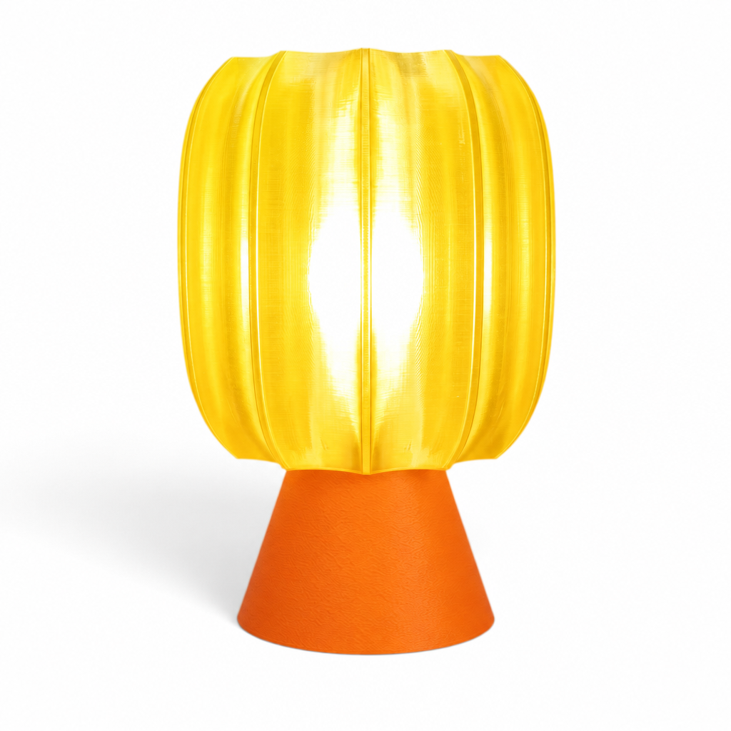 Paralex Mid Century Lamp - Orange base, Solar Flare Yellow shade
