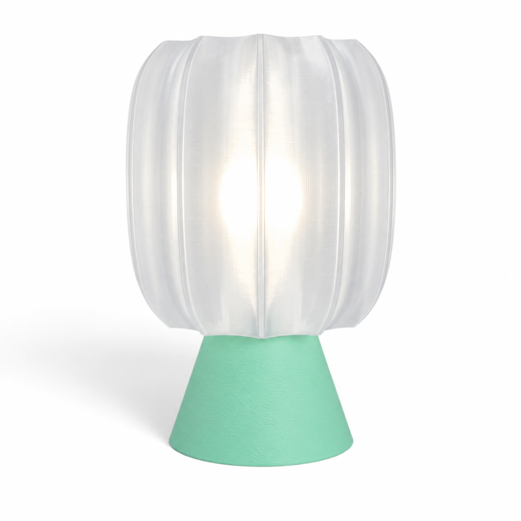 Paralex Mid Century Lamp - Mint base, Lunar Clear Frost shade