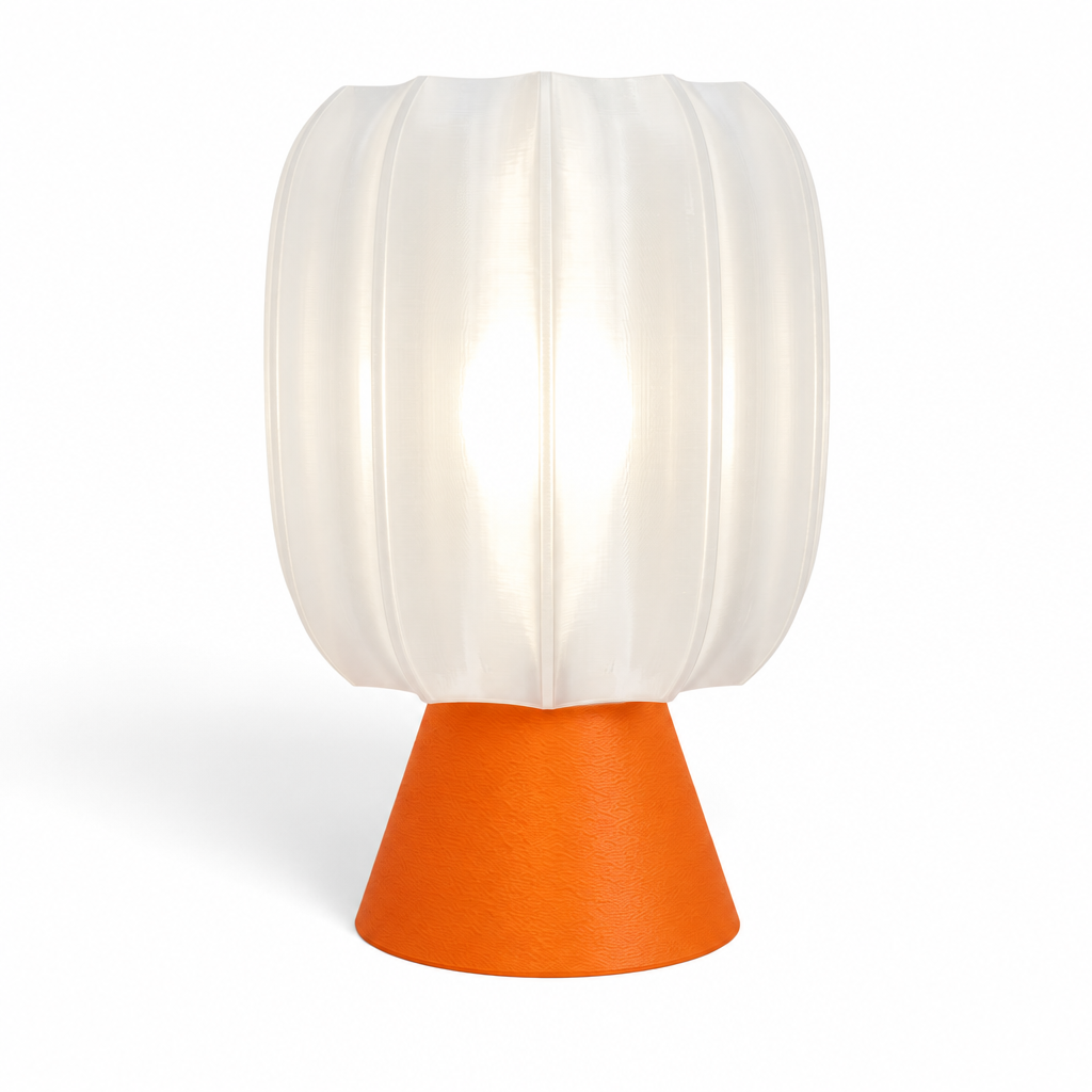 Paralex Mid Century Lamp - Orange base, White shade