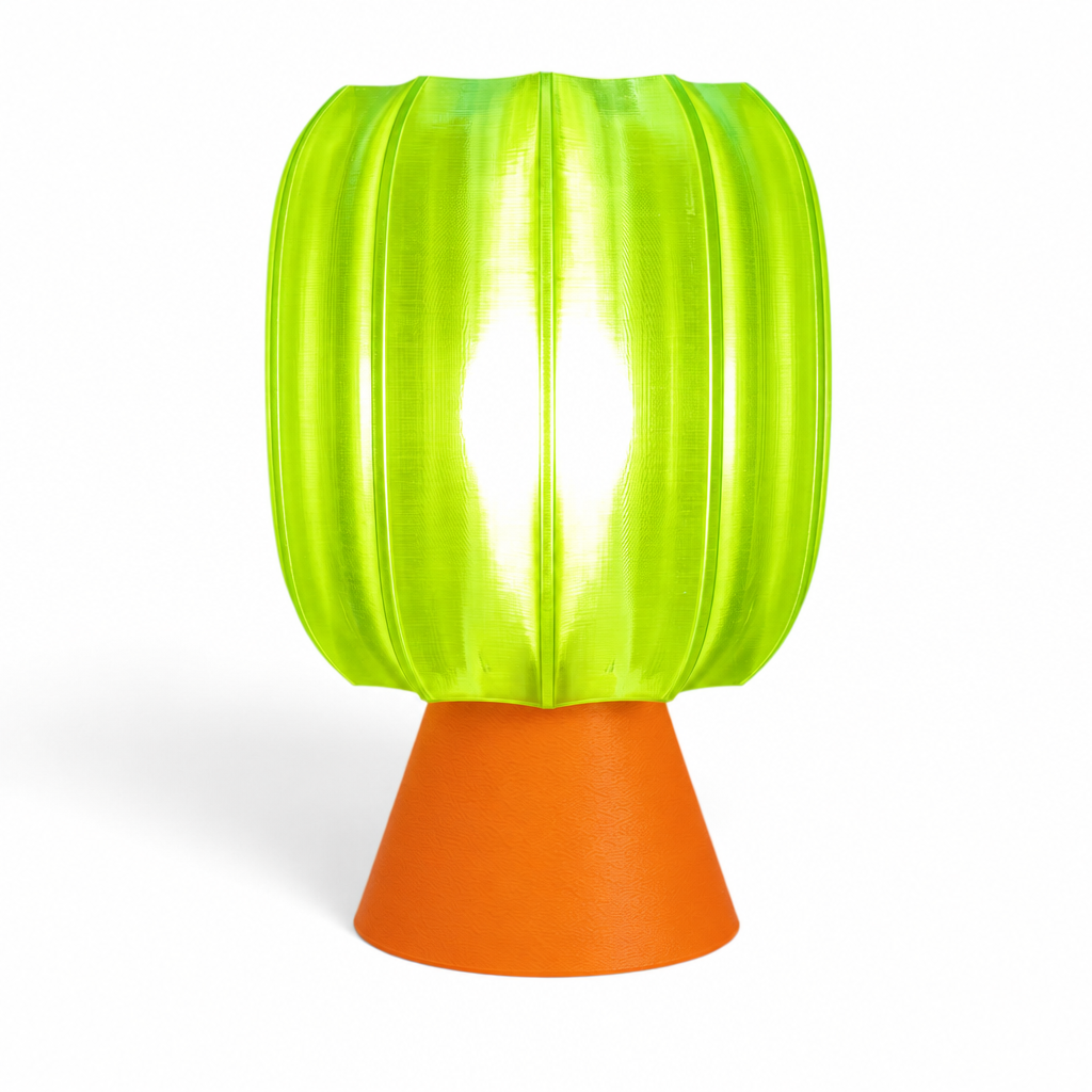 Paralex Mid Century Lamp - Orange base, Radioactive Lime shade
