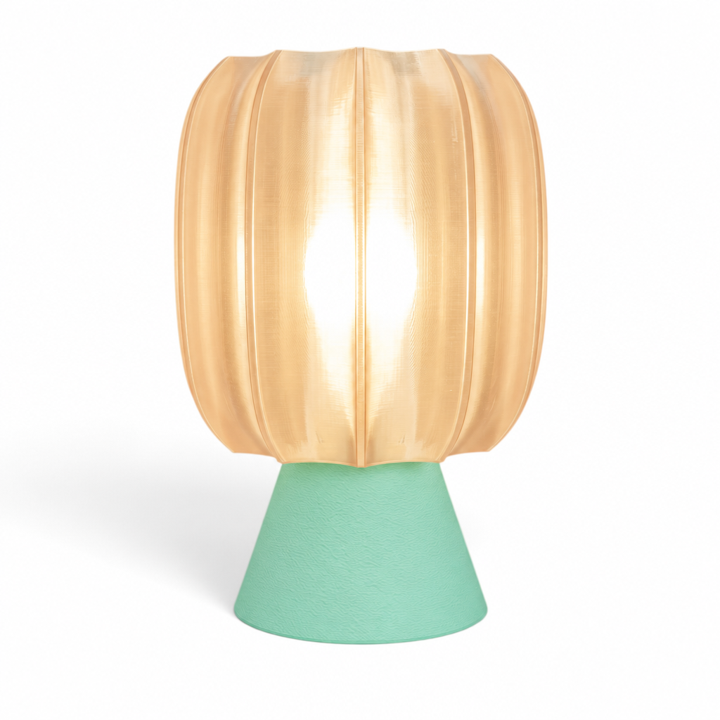 Paralex Mid Century Lamp - Mint base, Stardust Champagne shade