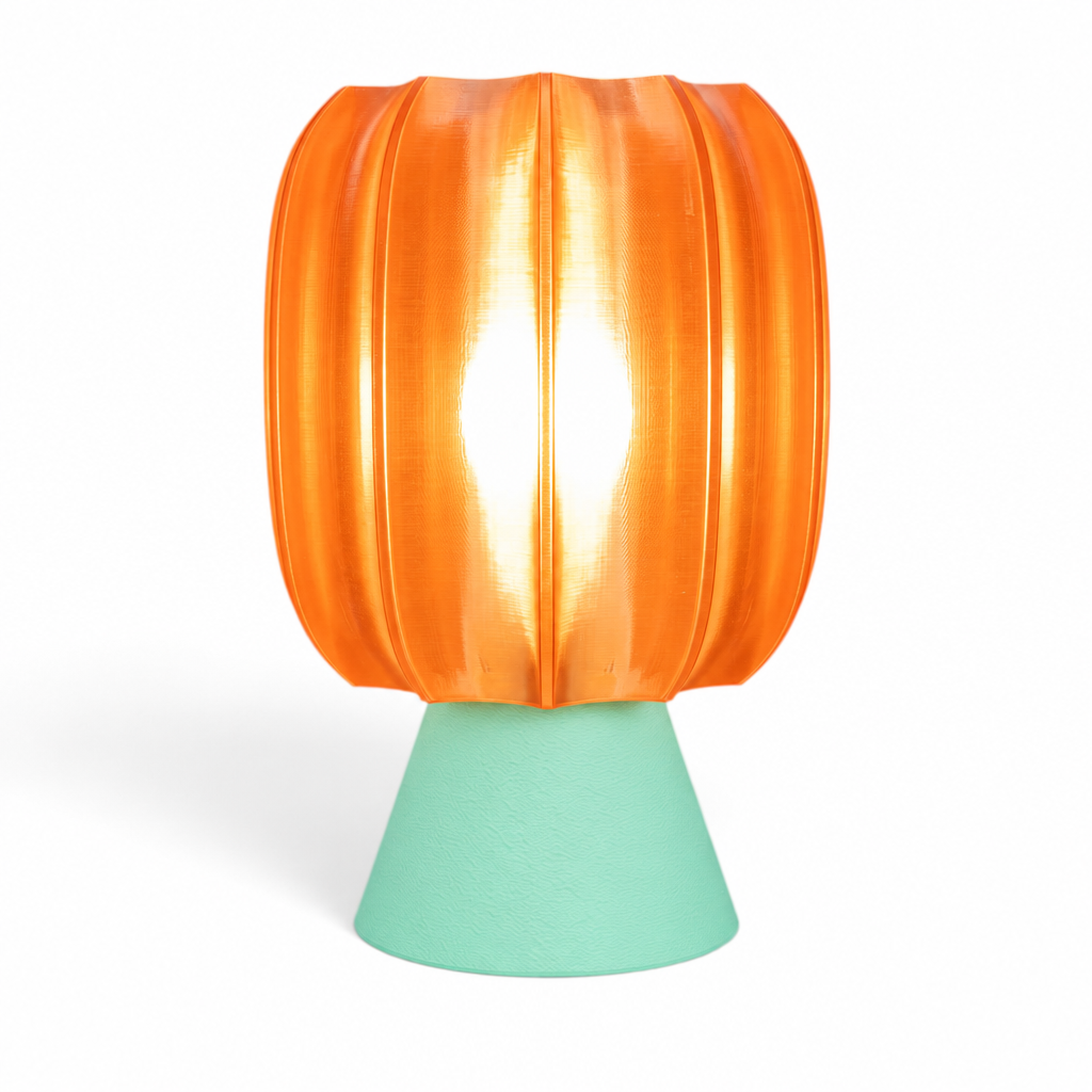 Paralex Mid Century Lamp - Mint base, Supernova Orange shade