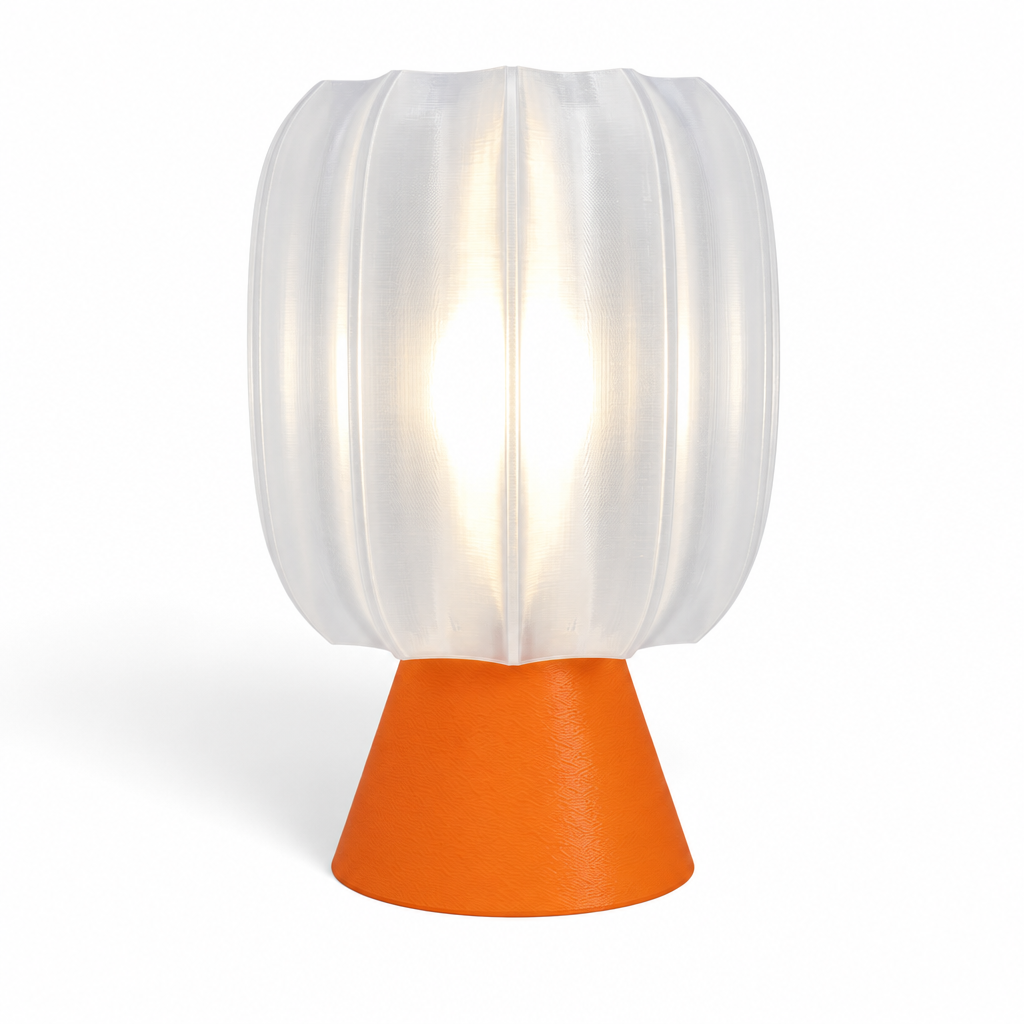 Paralex Mid Century Lamp - Orange base, Lunar Clear Frost shade