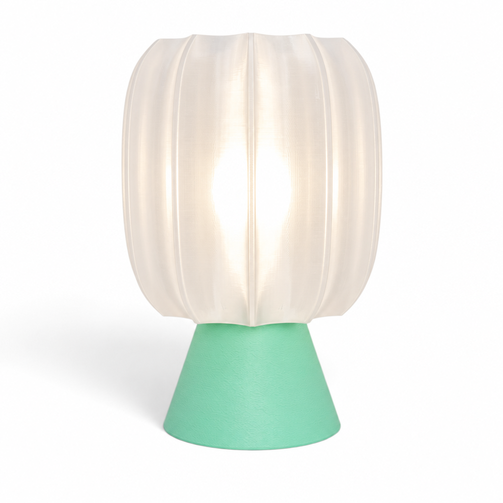 Paralex Mid Century Lamp - Mint base, White shade