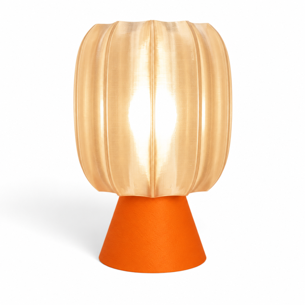 Paralex Mid Century Lamp - Orange base, Stardust Champagne shade