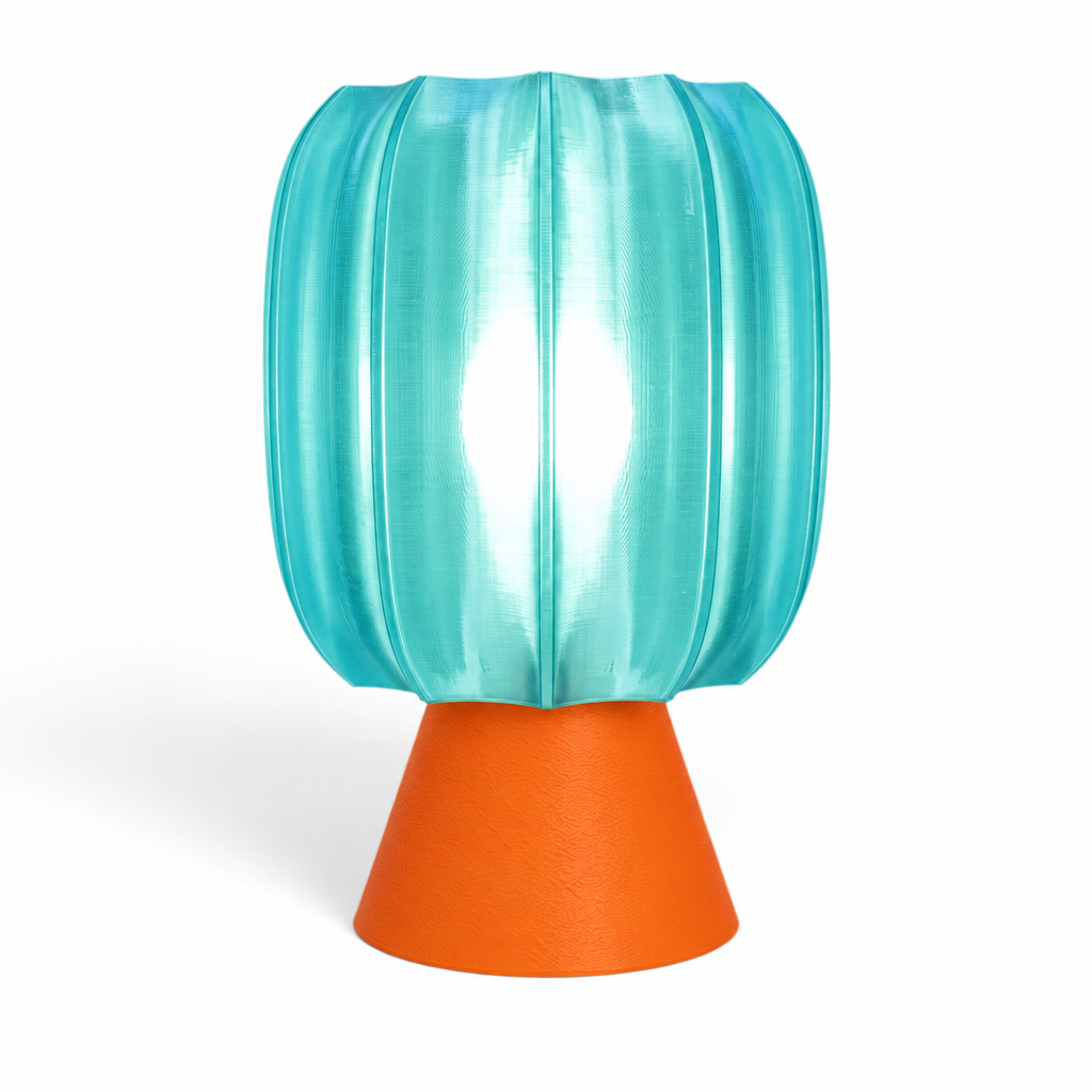 Paralex Mid Century Lamp - Orange base, Astro Aqua shade