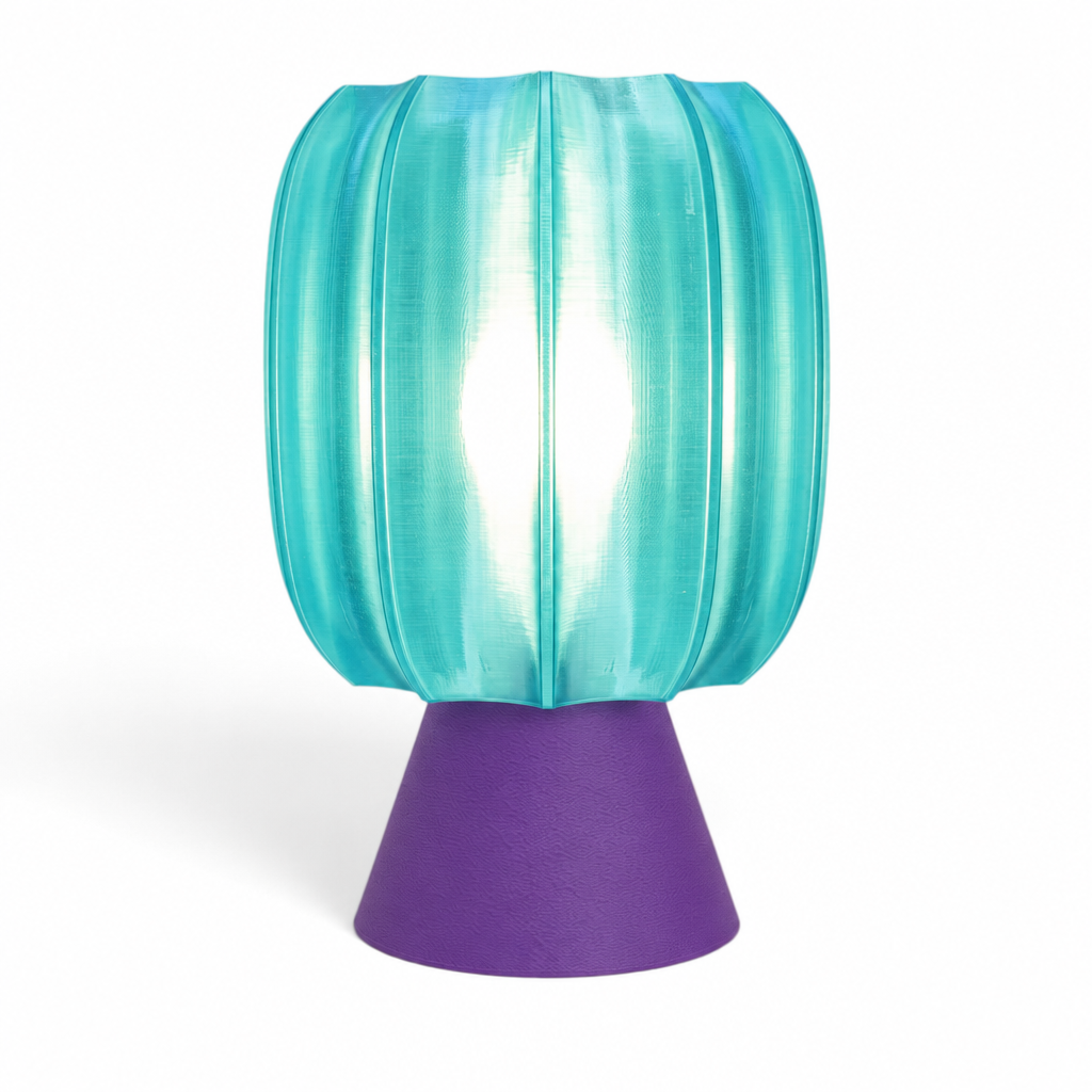 Paralex Mid Century Lamp - Purple base, Astro Aqua shade