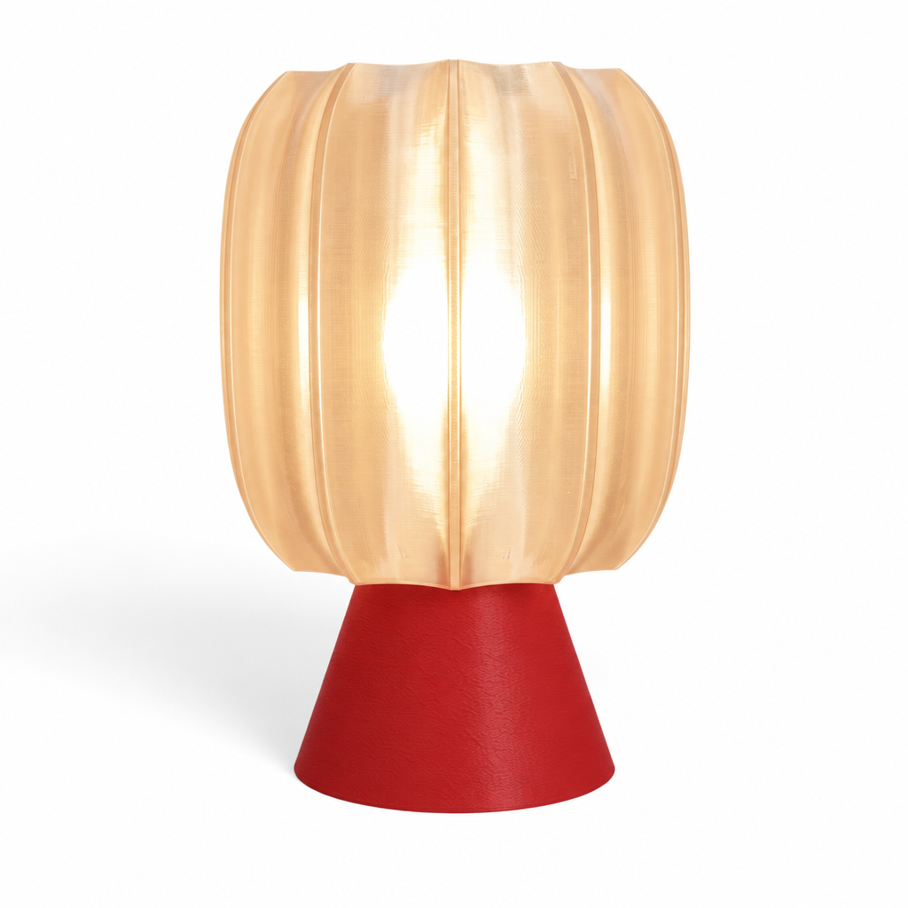 Paralex Mid Century Lamp - Red base, Stardust Champagne shade