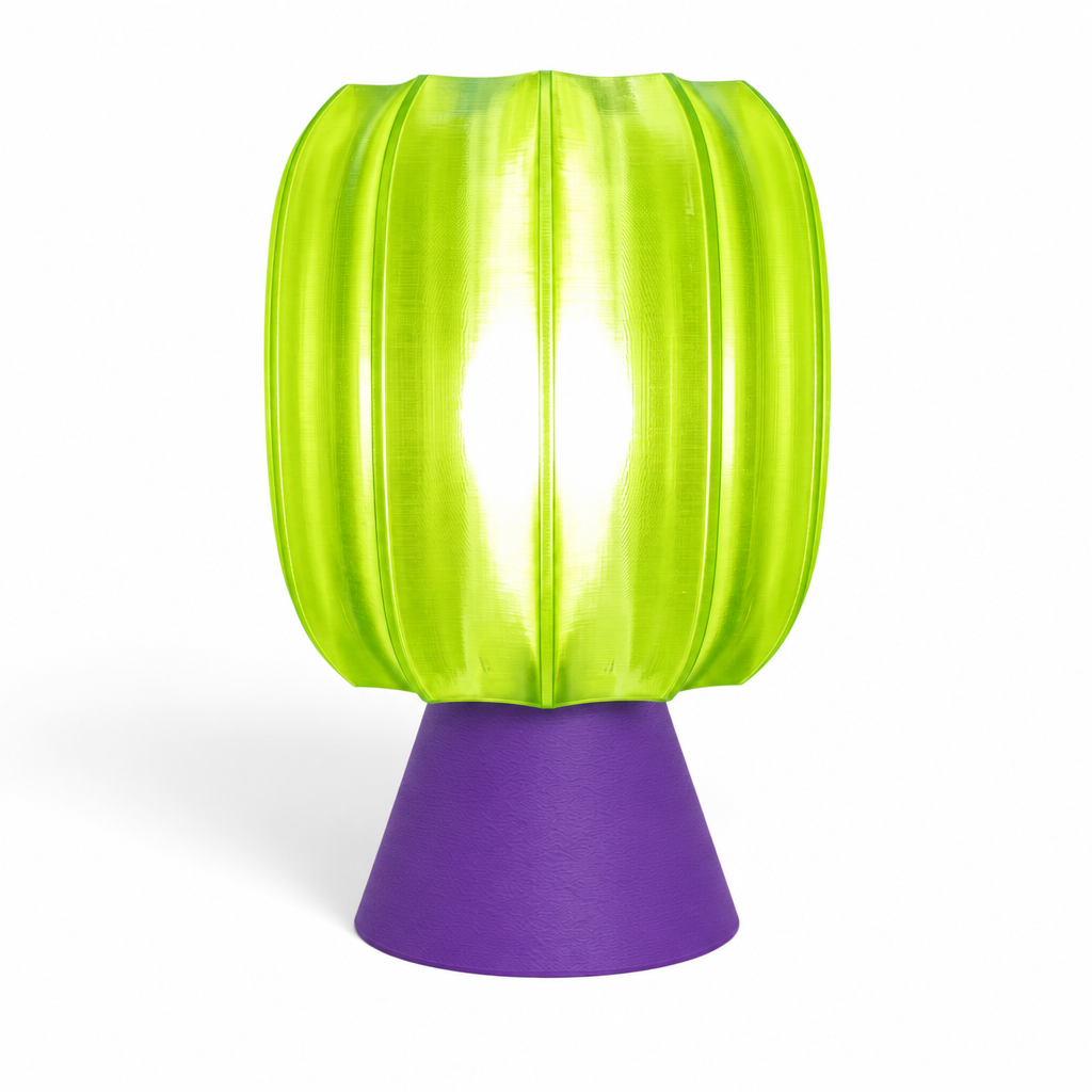 Paralex Mid Century Lamp - Purple base, Radioactive Lime shade