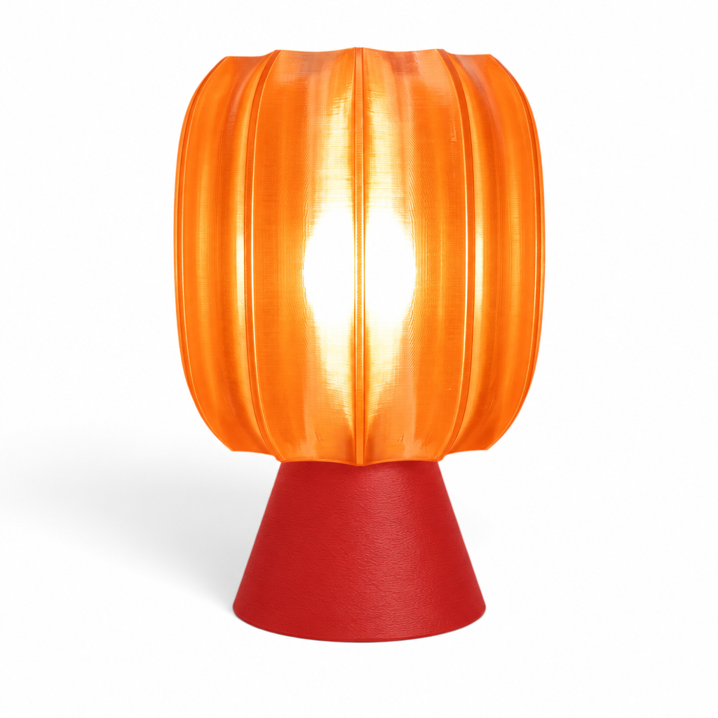 Paralex Mid Century Lamp - Red base, Supernova Orange shade