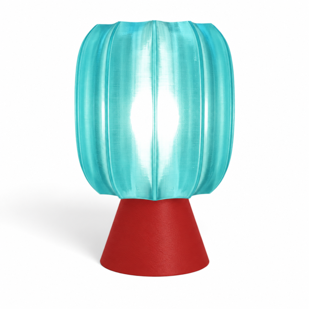 Paralex Mid Century Lamp - Red base, Astro Aqua shade