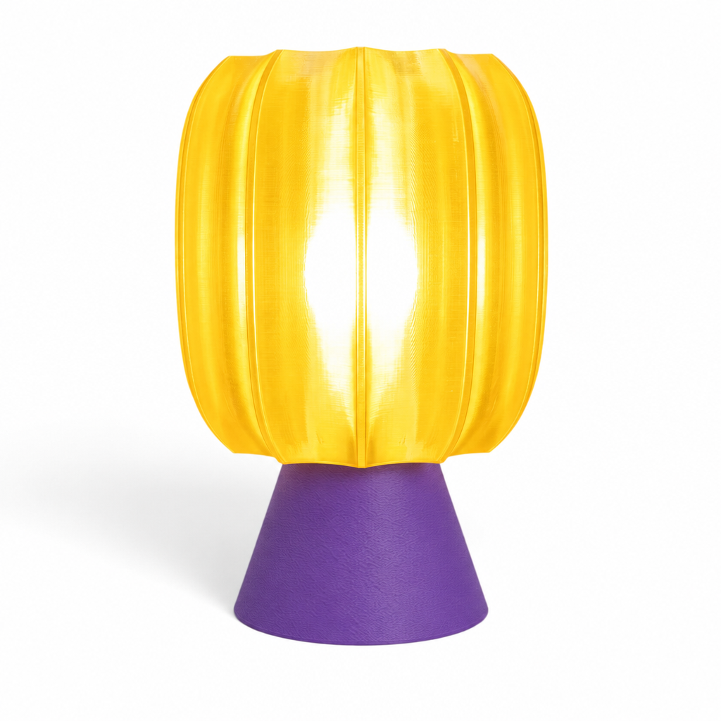 Paralex Mid Century Lamp - Purple base, Solar Flare Yellow shade