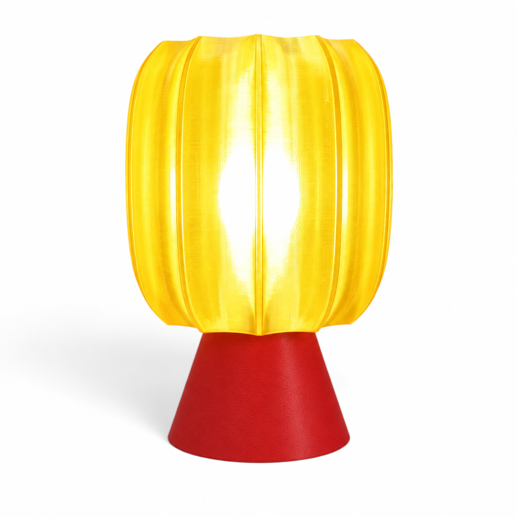 Paralex Mid Century Lamp - Red base, Solar Flare Yellow shade