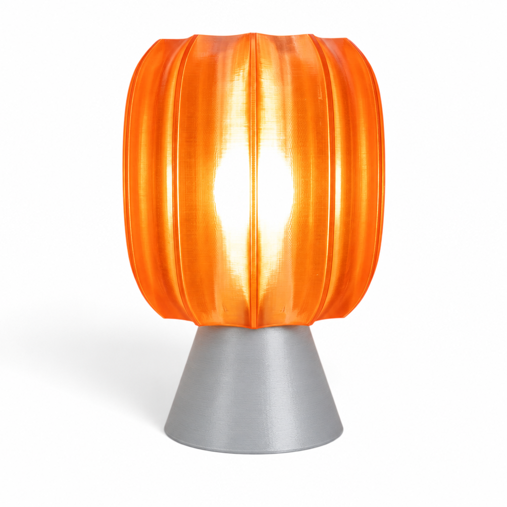 Paralex Mid Century Lamp - Silver base, Supernova Orange shade