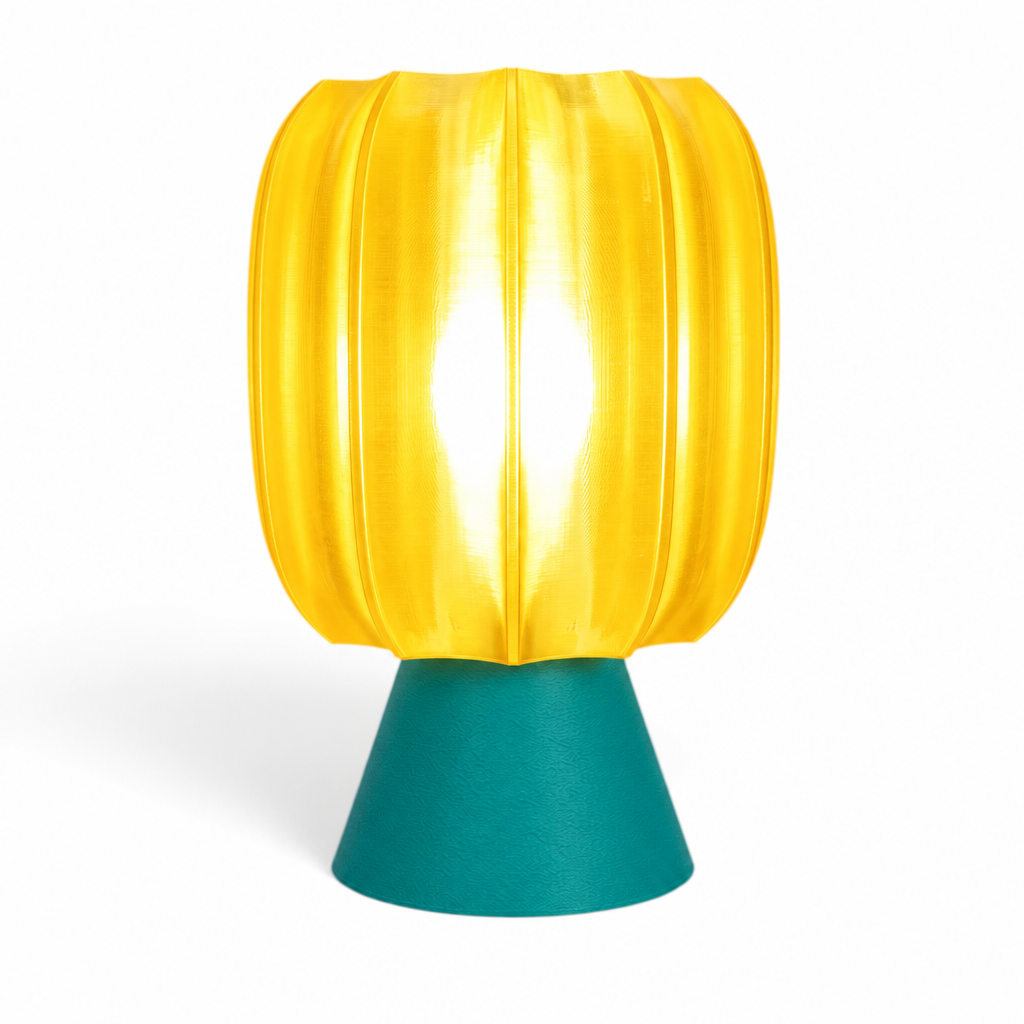 Paralex Mid Century Lamp - Teal base, Solar Flare Yellow shade