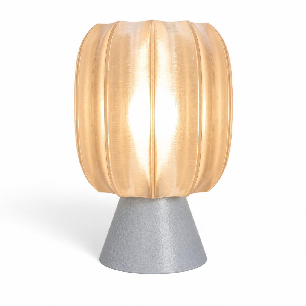 Paralex Mid Century Lamp - Silver base, Stardust Champagne shade