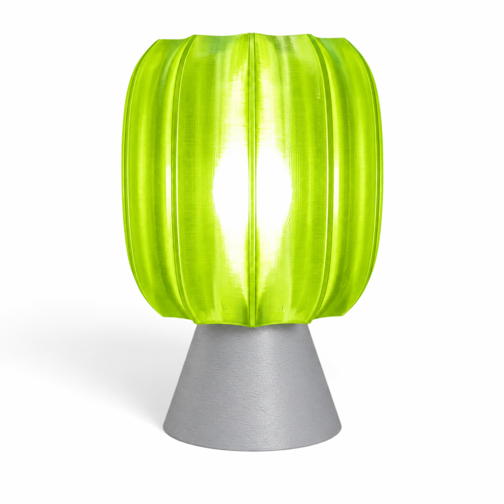 Paralex Mid Century Lamp - Silver base, Radioactive Lime shade
