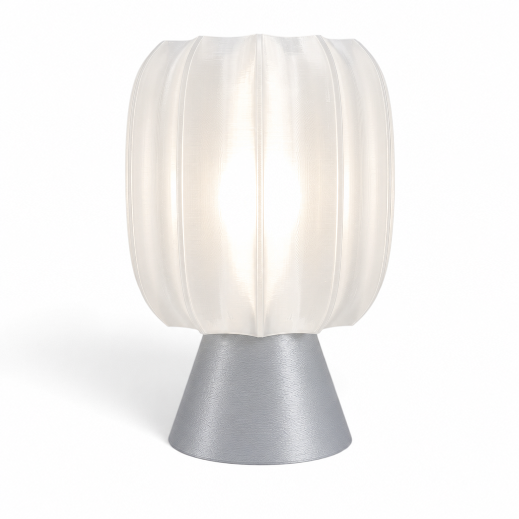 Paralex Mid Century Lamp - Silver base, White shade