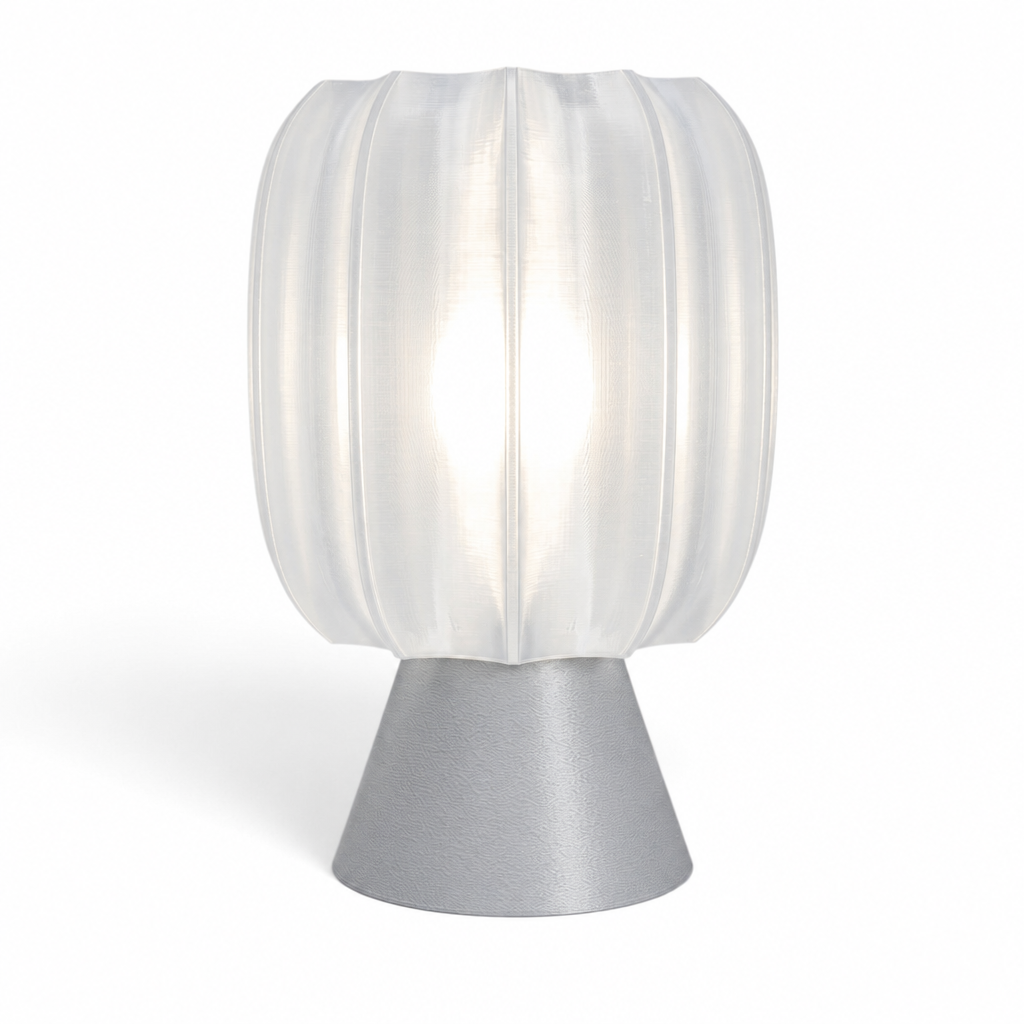 Paralex Mid Century Lamp - Silver base, Lunar Clear Frost shade