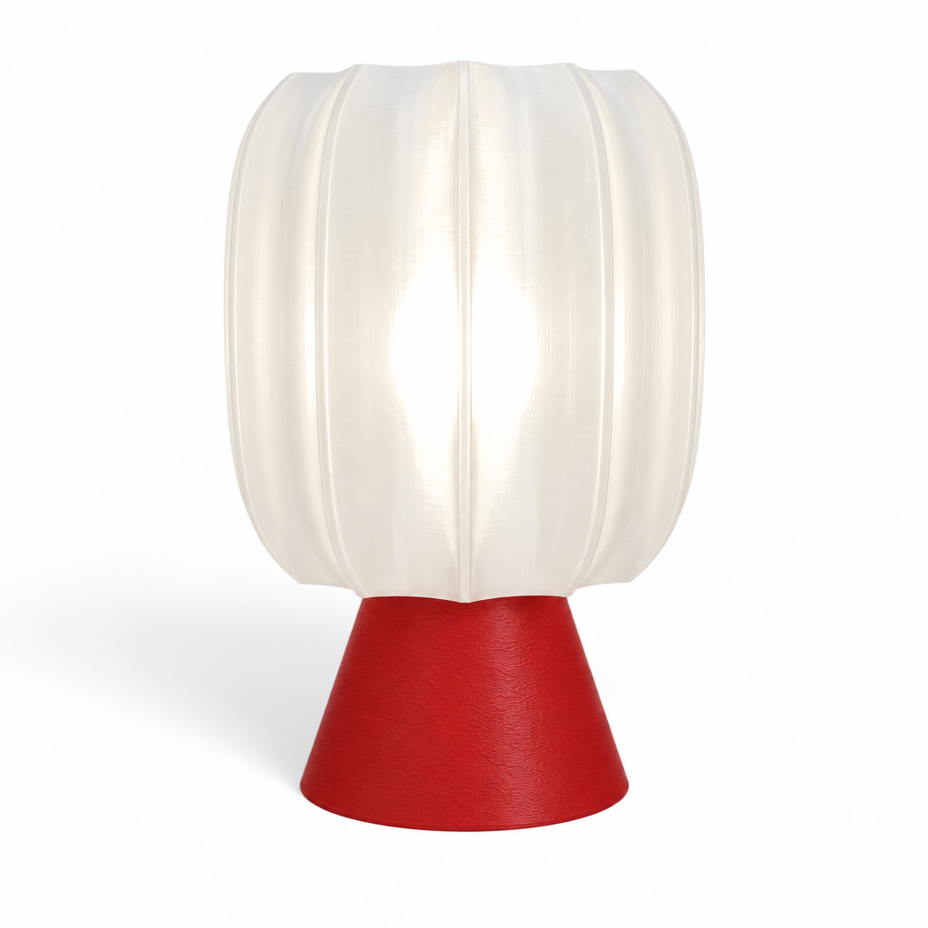 Paralex Mid Century Lamp - Red base, White shade
