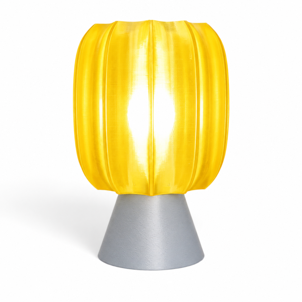Paralex Mid Century Lamp - Silver base, Solar Flare Yellow shade