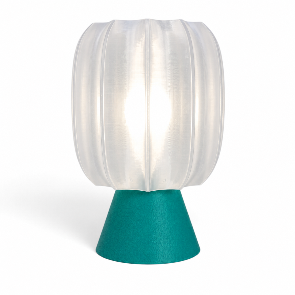 Paralex Mid Century Lamp - Teal base, Lunar Clear Frost shade