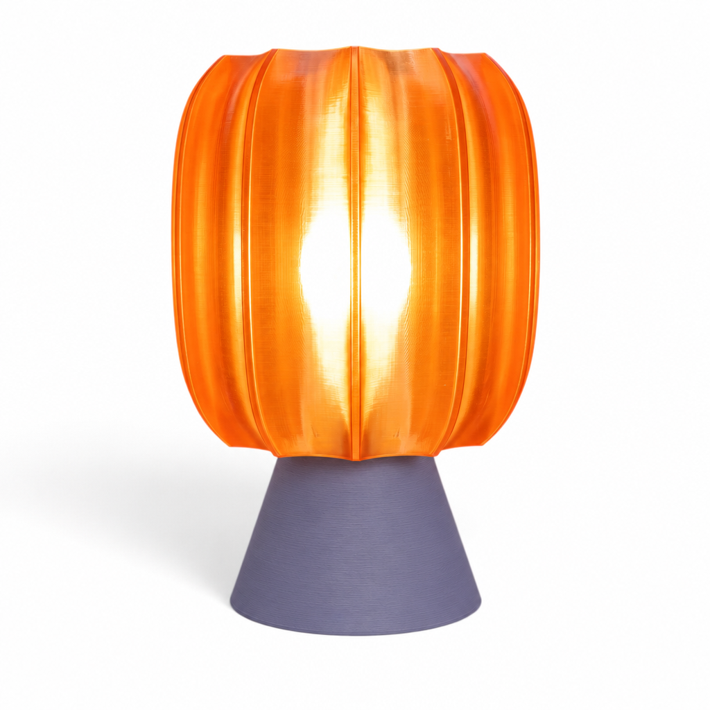 Paralex Mid Century Lamp - Titanium base, Supernova Orange shade
