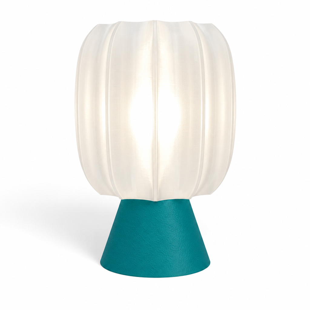 Paralex Mid Century Lamp - Teal base, White shade