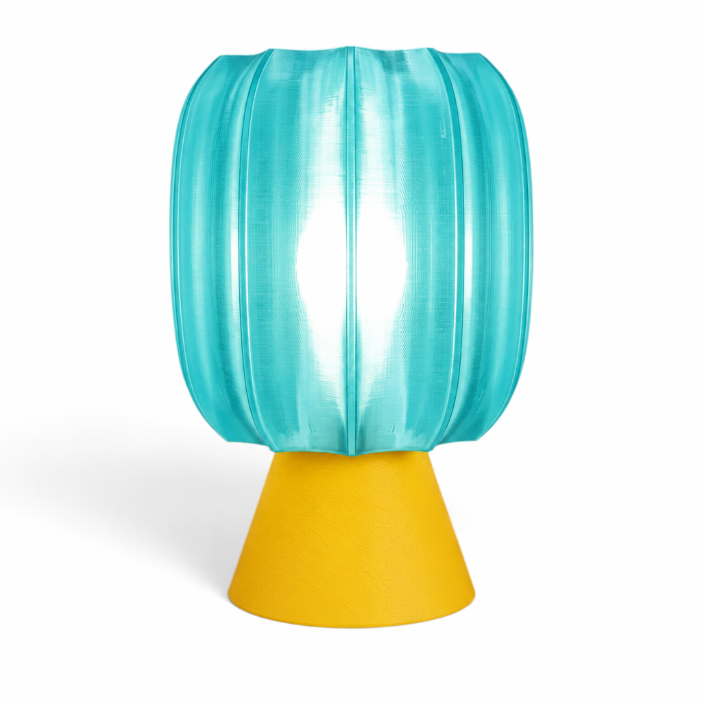 Paralex Mid Century Lamp - Yellow base, Astro Aqua shade