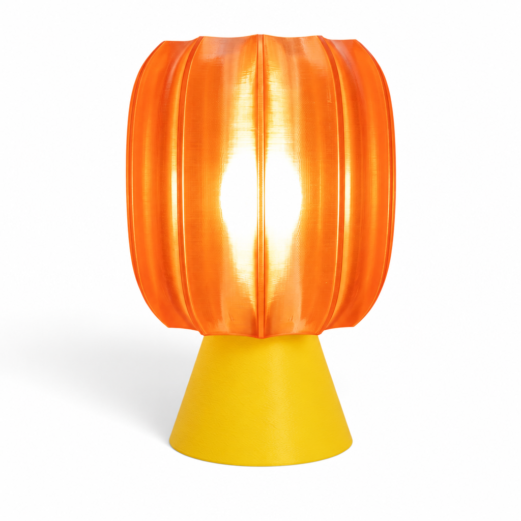 Paralex Mid Century Lamp - Yellow base, Supernova Orange shade