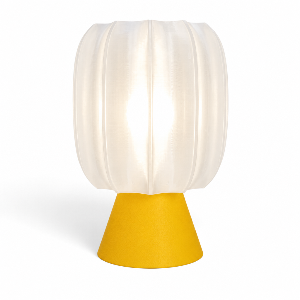 Paralex Mid Century Lamp - Yellow base, White shade