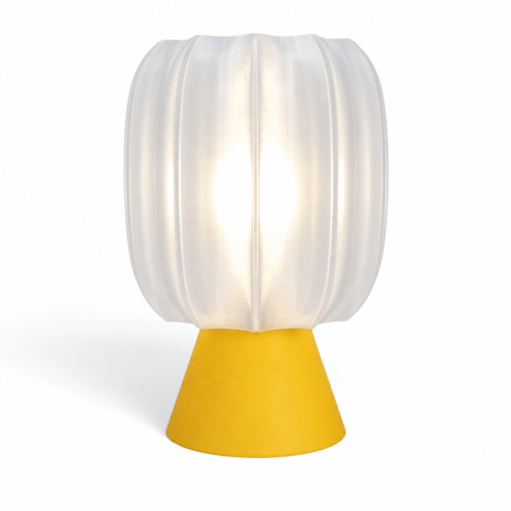 Paralex Mid Century Lamp - Yellow base, Lunar Clear Frost shade