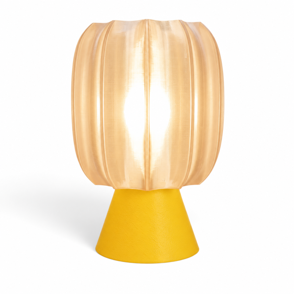 Paralex Mid Century Lamp - Yellow base, Stardust Champagne shade